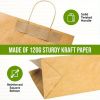 50pcs Kraft Paper Bag With Handle, Kraft-Color Takeaway Bag, Recycled Paper Shopping Bag, Portable Gift Packaging Bag
