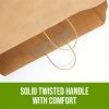 50pcs Kraft Paper Bag With Handle, Kraft-Color Takeaway Bag, Recycled Paper Shopping Bag, Portable Gift Packaging Bag