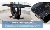 Table and chair set.63"W x 37"D x 30"H Black Marble MDF DiningTable Set with 6 Black PU Chairs with black metal legs.Bring a comfortable home experien
