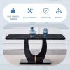 Table and chair set.63"W x 37"D x 30"H Black Marble MDF DiningTable Set with 4 Black PU Chairs with black metal legs.Bring a comfortable home experien