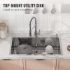 VEVOR Kitchen Sink, 304 Stainless Steel Drop-In Sinks, Top Mount Single Bowl Basin with Accessories(Pack of 3)