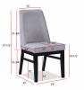 5pc Dining Set Contemporary Modern Style White Faux Marble Round Table Cage Like Base Light Gray Fabric Upholstery Dining Wooden Furniture Black Finis