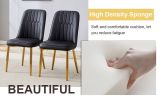 Table and chair set.63"W x 37"D x 30"H Black Marble MDF DiningTable Set with 4 Black PU Chairs with gold metal legs.Bring a comfortable home experienc