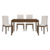 Contemporary Brown Finish 5pc Dining Table Set with 4 Upholstered Chairs Wooden Kitchen Dining Furniture