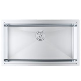 VEVOR Kitchen Sink, 304 Stainless Steel Drop-In Sinks, Undermount Single Bowl Basin with Ledge and Accessories (Sink Width: 32 inch, Sink Structure: Single-Step)